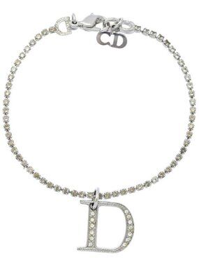 Dior Logo Rhinestone Costume Bracelet Alloy